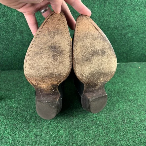 Vintage Nocona 7501 Black Deertan Leather Cowboy Western Mens Boots Size 11 D - Picture 8 of 8